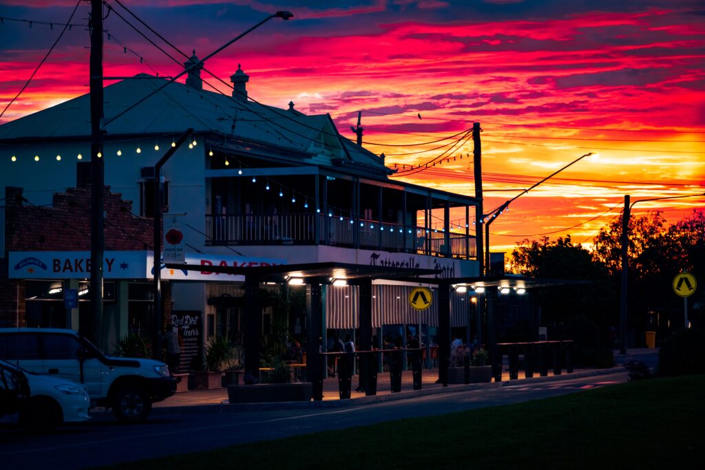 The Tattersals Pub during a Western Queensland Sunset